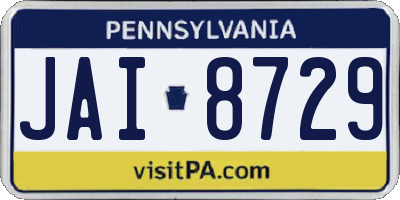 PA license plate JAI8729
