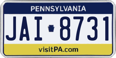 PA license plate JAI8731