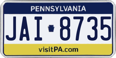 PA license plate JAI8735