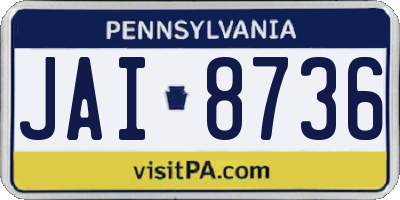 PA license plate JAI8736