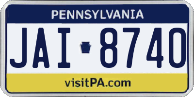 PA license plate JAI8740