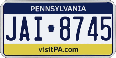 PA license plate JAI8745