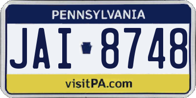 PA license plate JAI8748