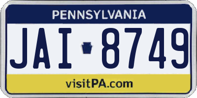 PA license plate JAI8749