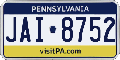 PA license plate JAI8752
