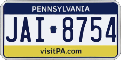 PA license plate JAI8754