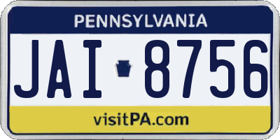 PA license plate JAI8756
