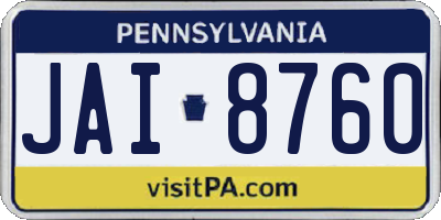 PA license plate JAI8760
