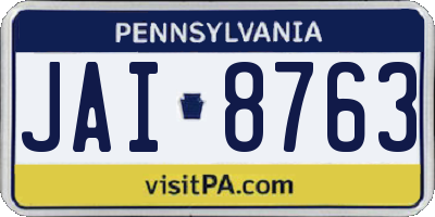 PA license plate JAI8763