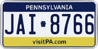 PA license plate JAI8766