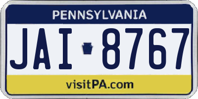PA license plate JAI8767