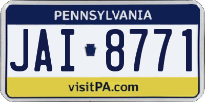 PA license plate JAI8771
