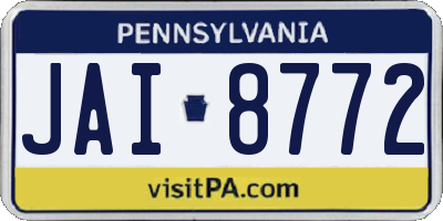 PA license plate JAI8772
