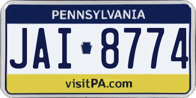 PA license plate JAI8774
