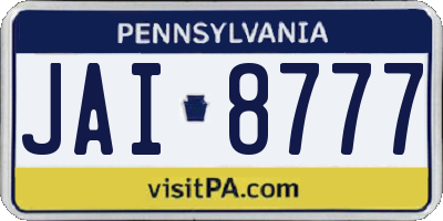 PA license plate JAI8777