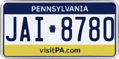 PA license plate JAI8780