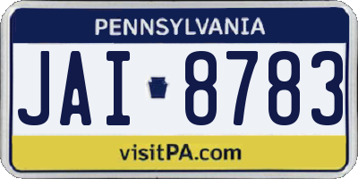 PA license plate JAI8783