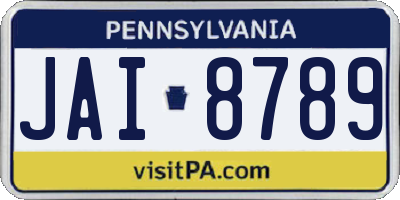 PA license plate JAI8789