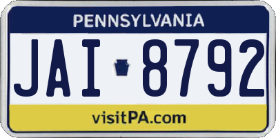 PA license plate JAI8792