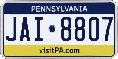 PA license plate JAI8807