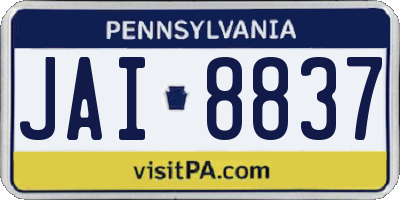 PA license plate JAI8837