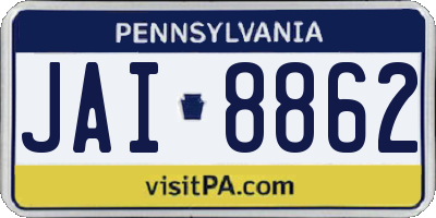 PA license plate JAI8862