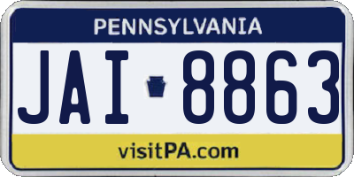 PA license plate JAI8863