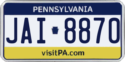 PA license plate JAI8870