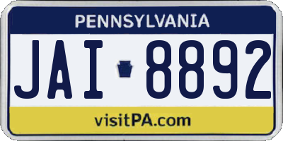 PA license plate JAI8892