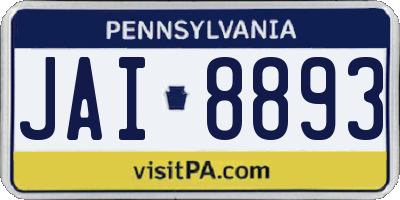PA license plate JAI8893