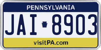 PA license plate JAI8903
