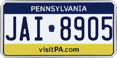 PA license plate JAI8905