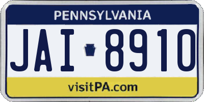 PA license plate JAI8910