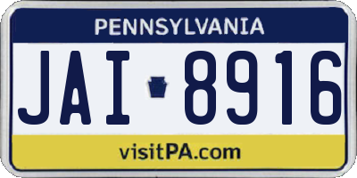 PA license plate JAI8916