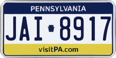 PA license plate JAI8917