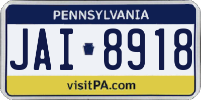 PA license plate JAI8918