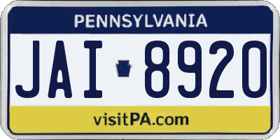 PA license plate JAI8920