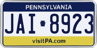 PA license plate JAI8923