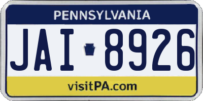 PA license plate JAI8926