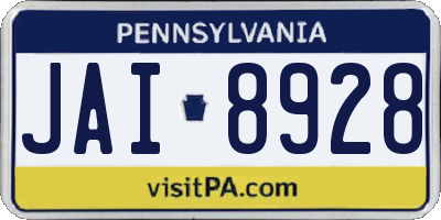 PA license plate JAI8928