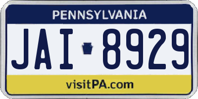 PA license plate JAI8929