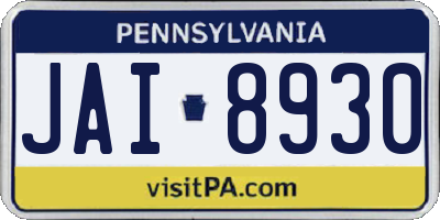PA license plate JAI8930
