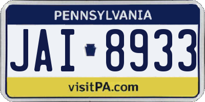 PA license plate JAI8933