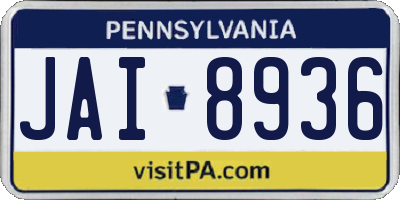 PA license plate JAI8936