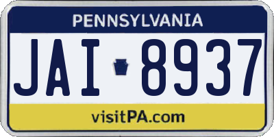 PA license plate JAI8937