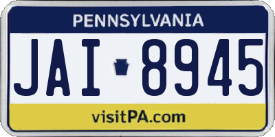 PA license plate JAI8945