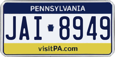 PA license plate JAI8949
