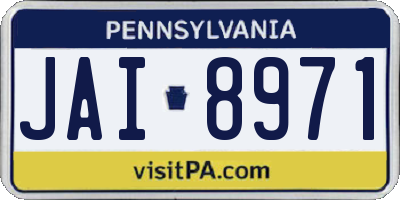 PA license plate JAI8971