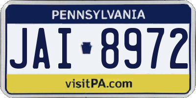 PA license plate JAI8972