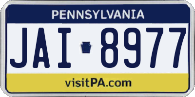 PA license plate JAI8977